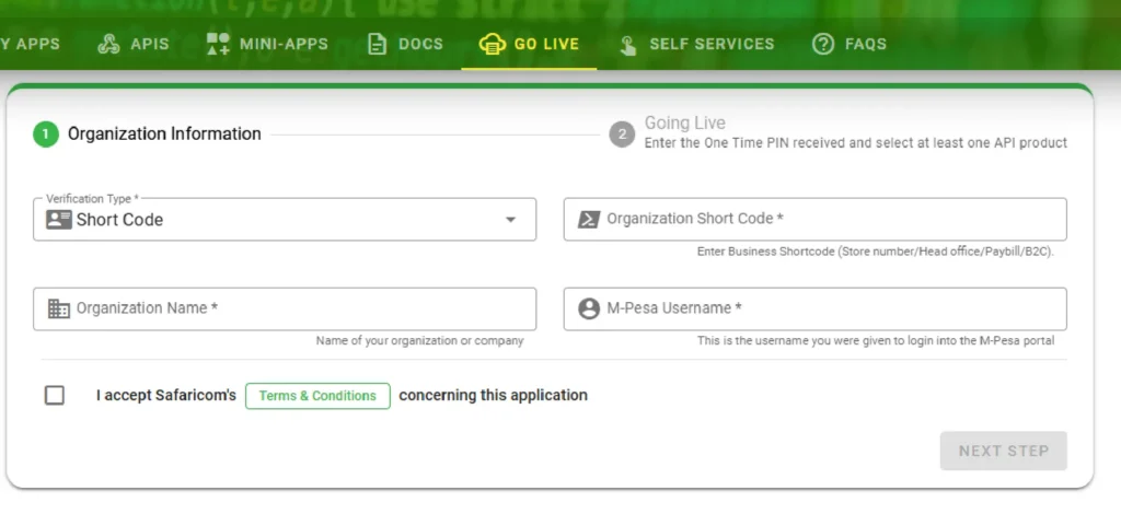 Going live on daraja